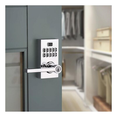 Kwikset SmartCode 917 Series Electronic Halifax Lever, Polished Chrome